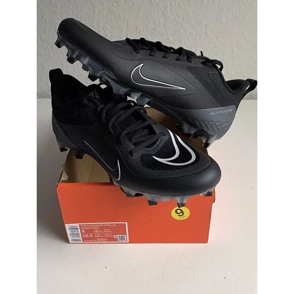 Nike Alpha Huarache 8 Pro Lacrosse Black Cleats CW4439-011 Men’s Sz 9 NEW - Picture 1 of 13